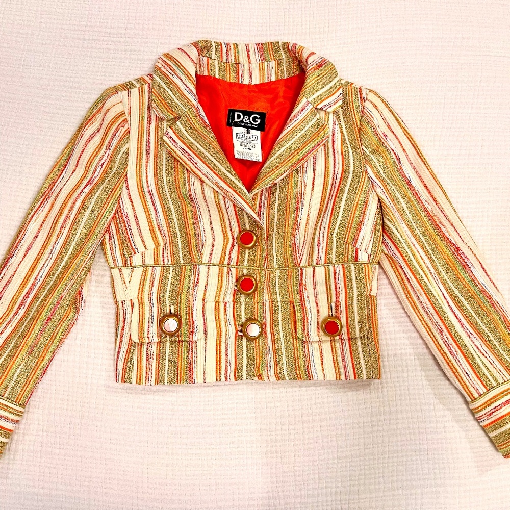 Vintage D&G Dolce & Gabbana Women's 26/40 Multi-Color Jacket Blazer D&G Lining